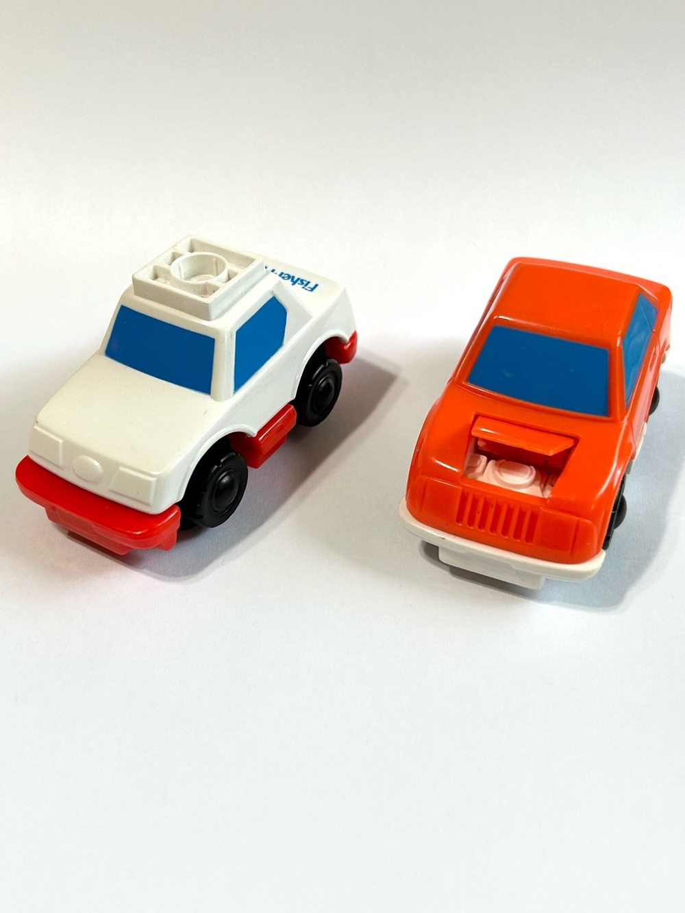 Vintage 1992 Fisher-Price Flip Track City Hospital Ambulance Car & Open Hood Car